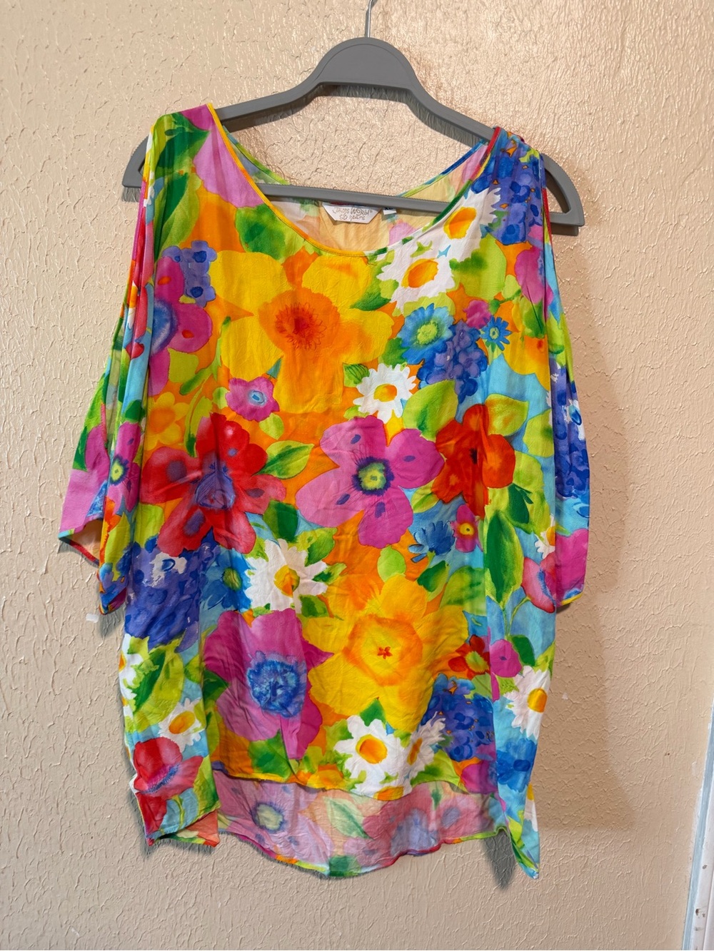 Jams World 50 Years Cold‎ Shoulder Top Size XL Floral All Over Print